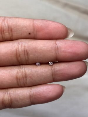 Topos mini redondos circon rosado con broche de seguridad