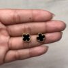 Topos trebol negro electrochapado en oro 18k